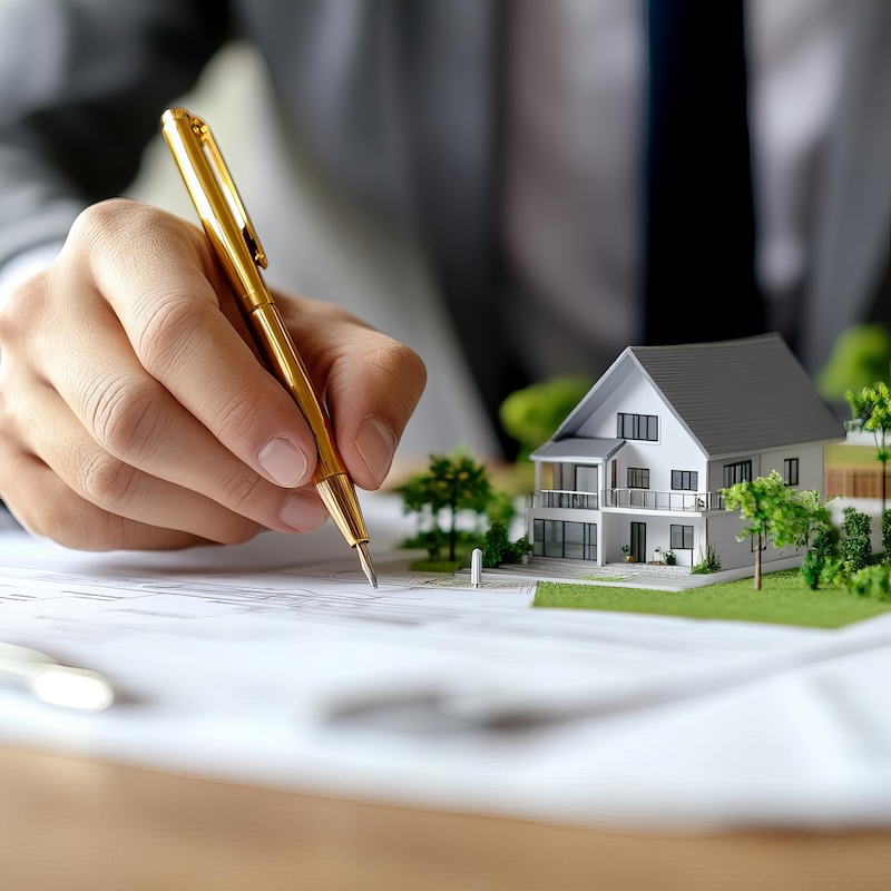 Investor with real estate lawyer, finalizing land purchase