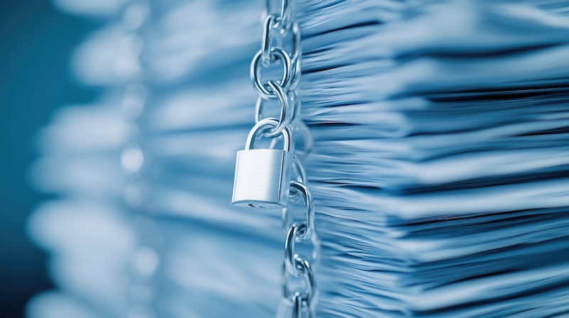 Secured Legal Documents with Lock and Chain